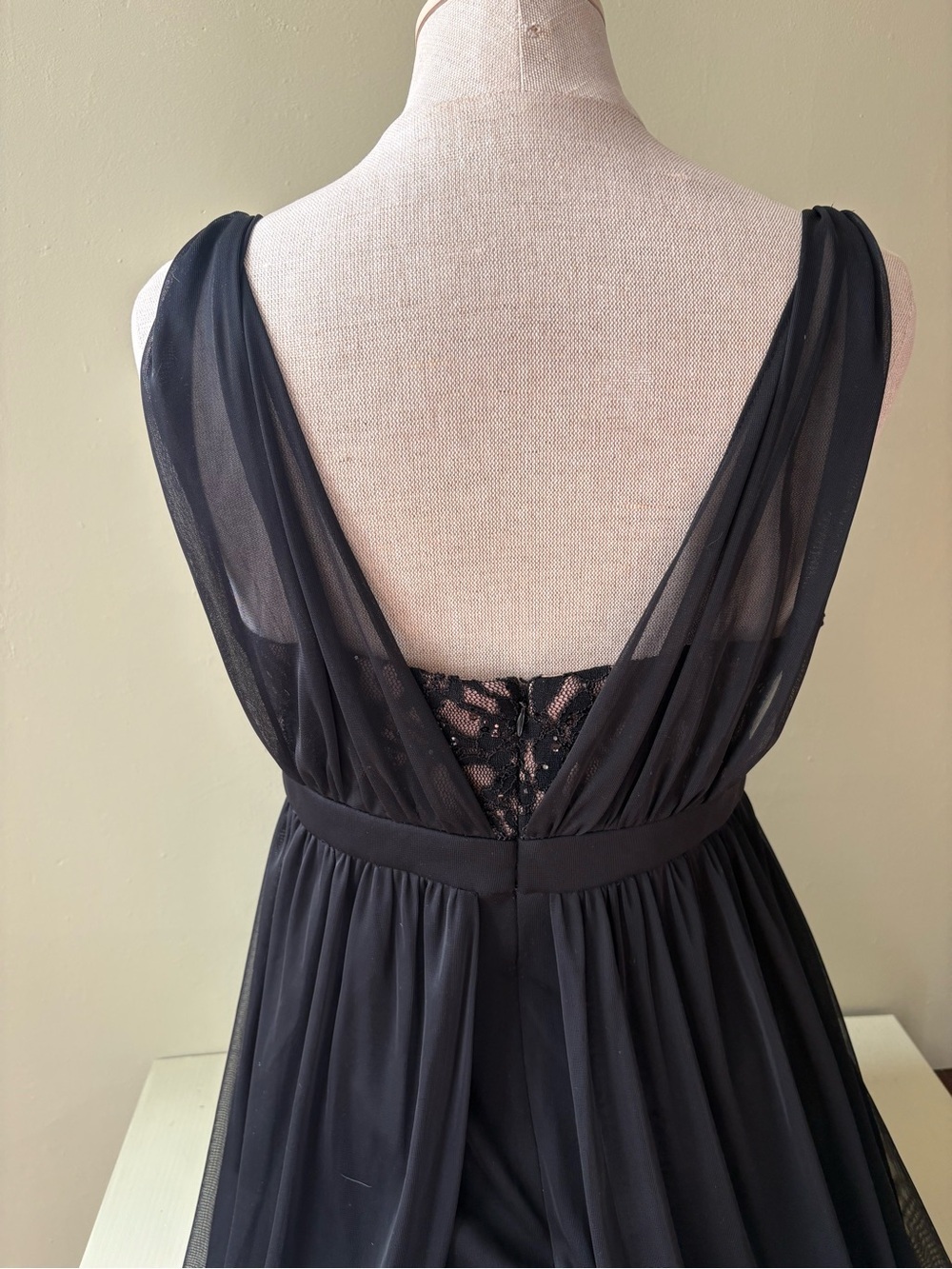 Laura Black Chiffon Lace Dress Jeweled Goth magical elegant 8 regency core - Picture 4 of 15